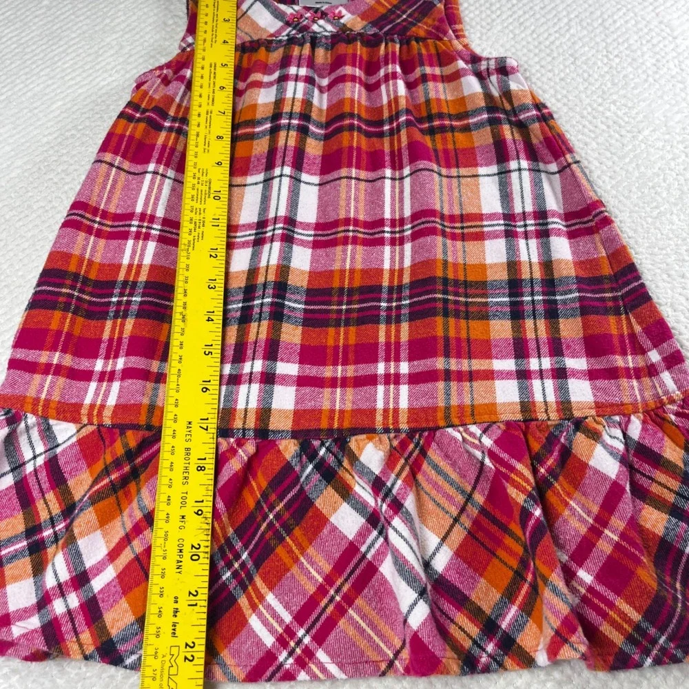 Hanna Andersson Girl's‎ Dress Size 110 Plaid Sleeveless Buttons Ruffle Hem